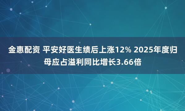 金惠配资 平安好医生绩后上涨12% 2025年度归母应占溢利同比增长3.66倍